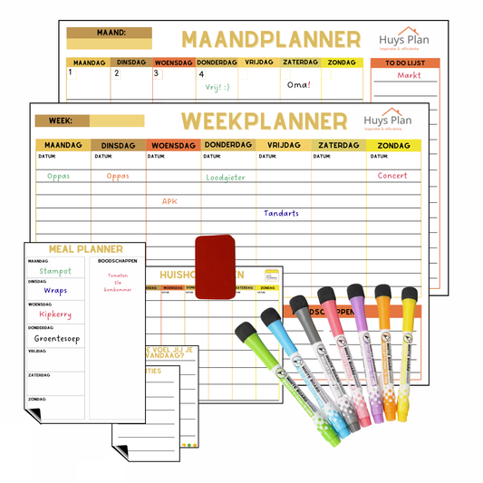 Magnetische weekplanner en maandplanner set compleet
