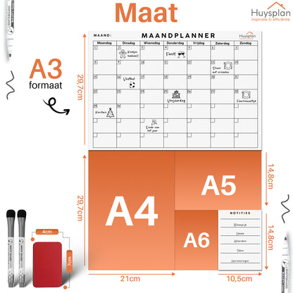 Zelfklevende A3 maandplanner