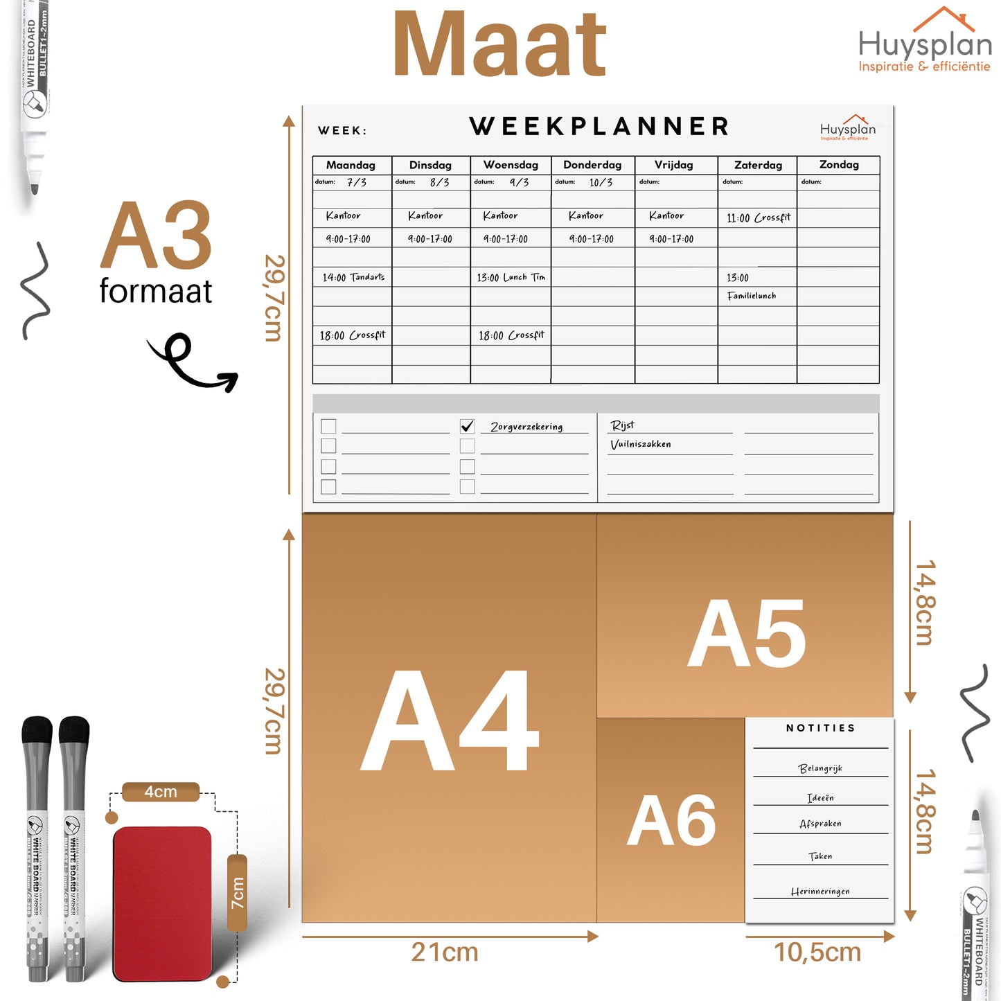 Zelfklevende A3 weekplanner