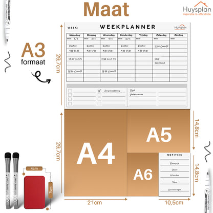 Zelfklevende A3 weekplanner