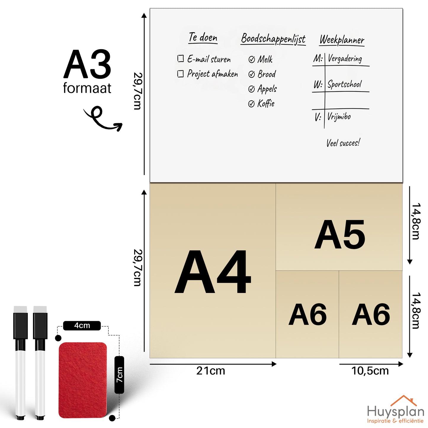 Magnetische A3 planner Wit