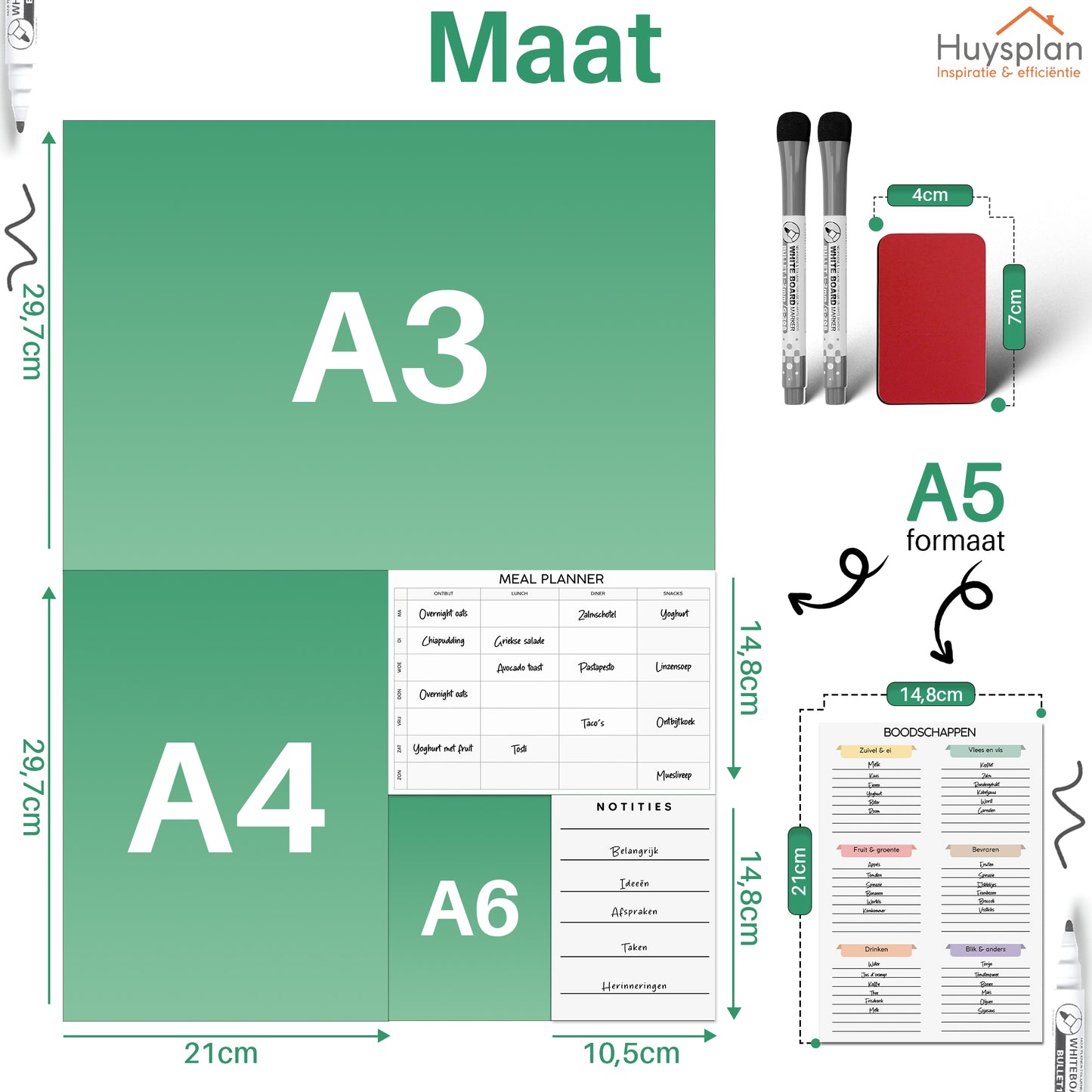 Zeflklevende A5 Maaltijdplanner & boodschappenlijstje