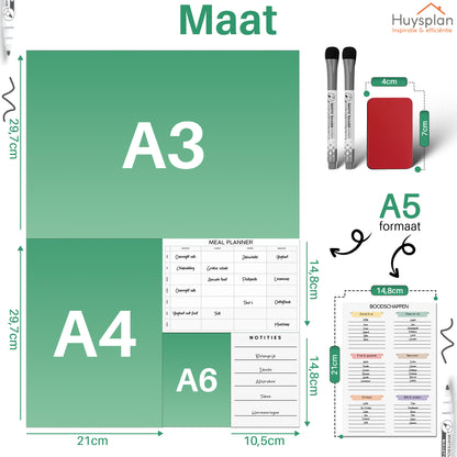 Zeflklevende A5 Maaltijdplanner & boodschappenlijstje