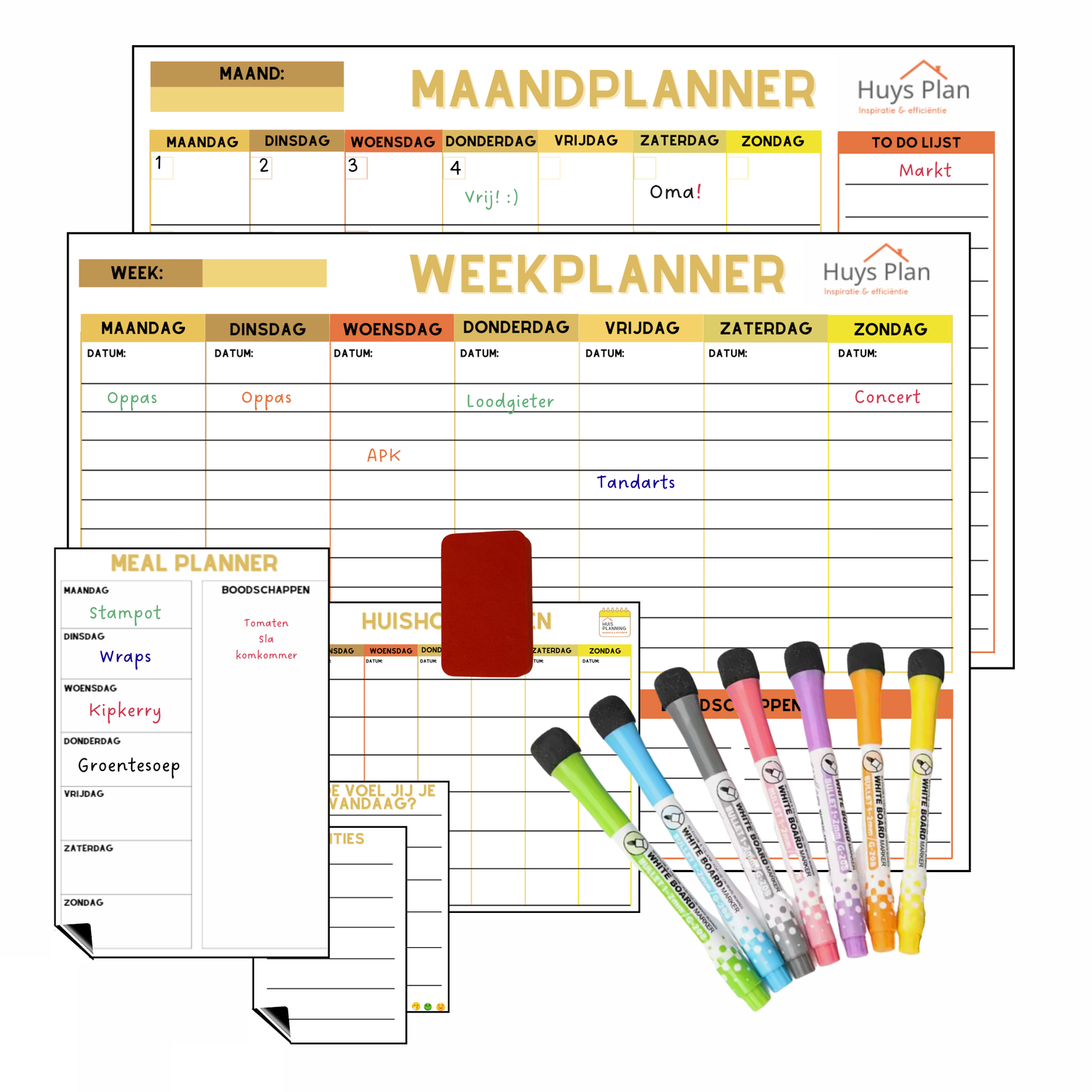 Magnetische weekplanner en maandplanner set compleet